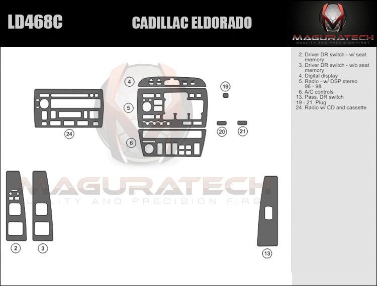 Dash Trim Kit for CADILLAC ELDORADO 96 97 98 99 00 01 02 carbon